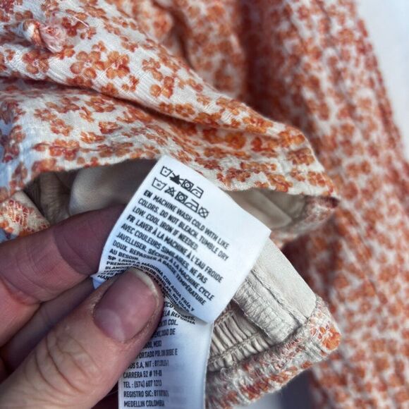 American Eagle Orange Floral Print Cropped Long Sleeve Peasant Top Size Small - Picture 10 of 11